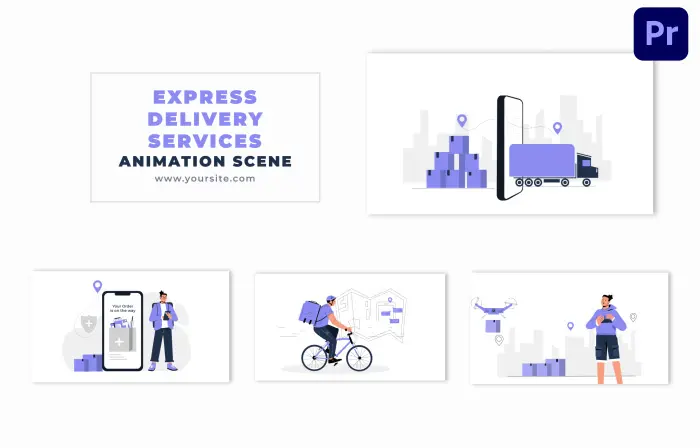 Express Delivery Service Concept Animated Character Scene